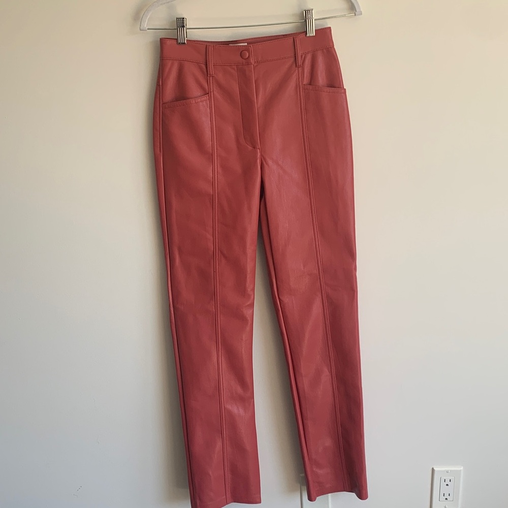 Wilfred Raspberry Pink Straight Leg Rebel Faux-Leather Pants